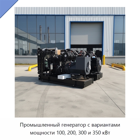 Промышленный генератор с вариантами мощности 100, 200, 300 и 350 кВт