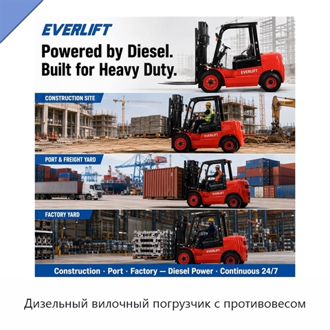 Дизельный вилочный погрузчик с противовесом