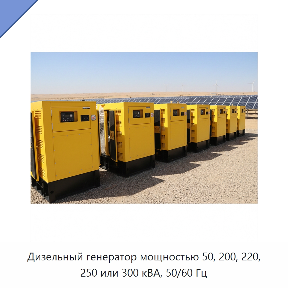 Дизельный генератор мощностью 50, 200, 220, 250 или 300 кВА, 50/60 Гц — Дизельные генераторы