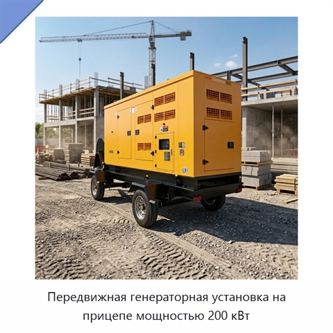 Передвижная генераторная установка на прицепе мощностью 200 кВт