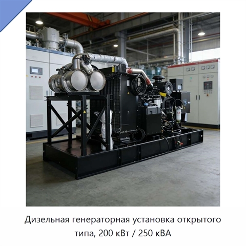 Дизельная генераторная установка открытого типа, 200 кВт / 250 кВА