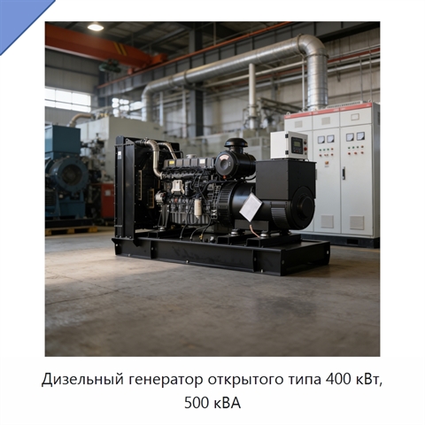 Дизельный генератор открытого типа 400 кВт, 500 кВА
