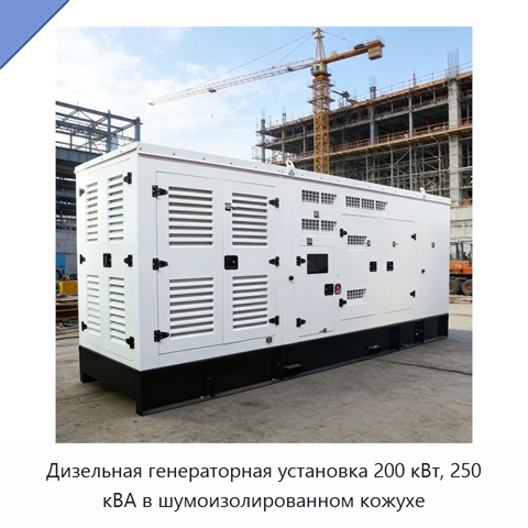 Дизельная генераторная установка 200 кВт, 250 кВА в шумоизолированном кожухе