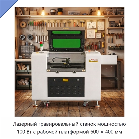 Лазерный гравировальный станок мощностью 100 Вт с рабочей платформой 600 × 400 мм