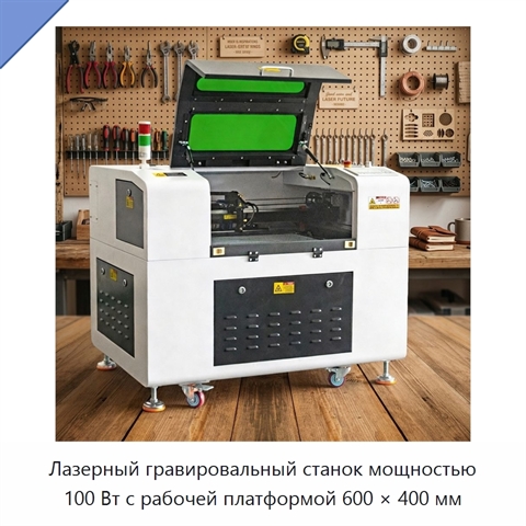 Лазерный гравировальный станок мощностью 100 Вт с рабочей платформой 600 × 400 мм