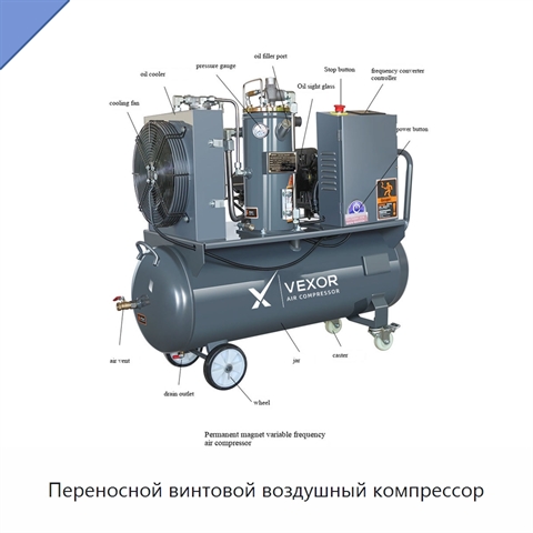 Переносной винтовой воздушный компрессор