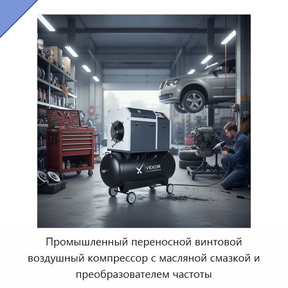 Промышленный переносной винтовой воздушный компрессор с масляной смазкой и преобразователем частоты — Промышленные компрессоры