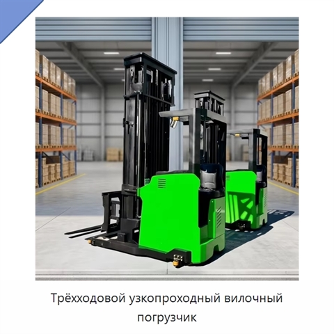 Трёхходовой узкопроходный вилочный погрузчик