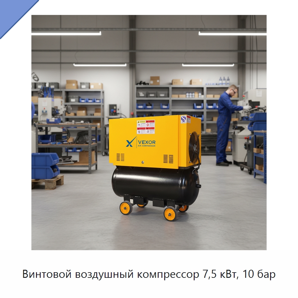 Винтовой воздушный компрессор 7,5 кВт, 10 бар — Промышленные компрессоры