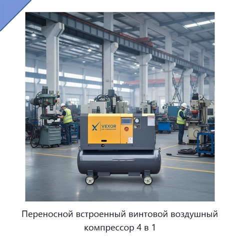 Переносной встроенный винтовой воздушный компрессор 4 в 1