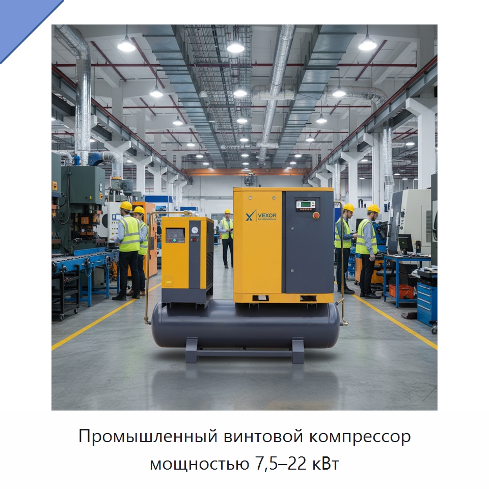 Промышленный винтовой компрессор мощностью 7,5–22 кВт — Промышленные компрессоры