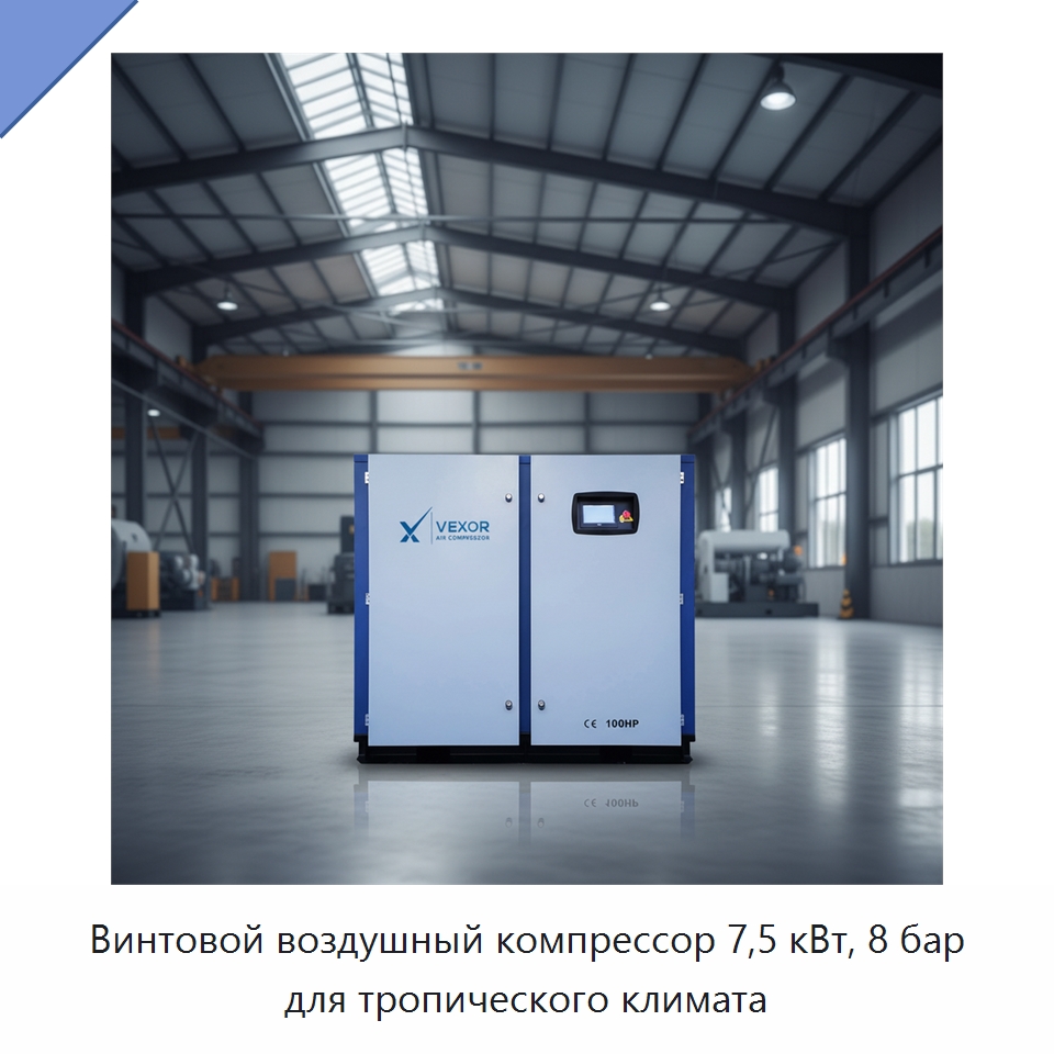 Винтовой воздушный компрессор 7,5 кВт, 8 бар для тропического климата — Промышленные компрессоры