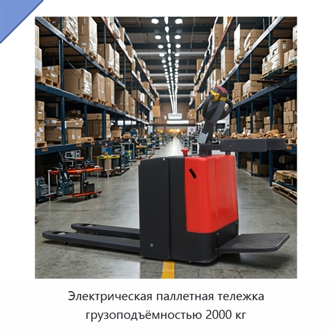 Электрическая паллетная тележка грузоподъёмностью 2000 кг