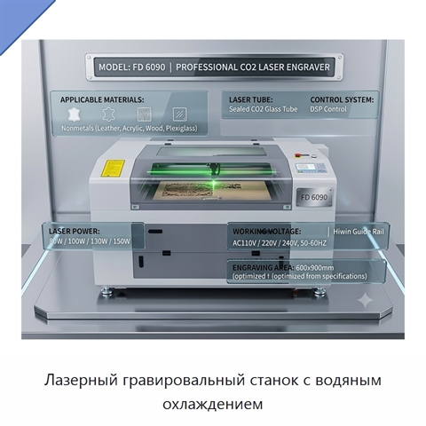 Лазерный гравировальный станок с водяным охлаждением