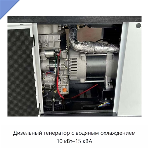 Дизельный генератор с водяным охлаждением 10 кВт–15 кВА