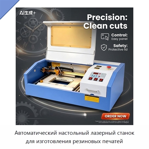Автоматический настольный лазерный станок для изготовления резиновых печатей