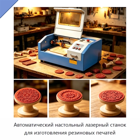 Автоматический настольный лазерный станок для изготовления резиновых печатей