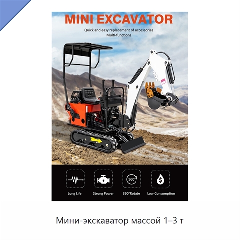 Мини-экскаватор массой 1–3 т