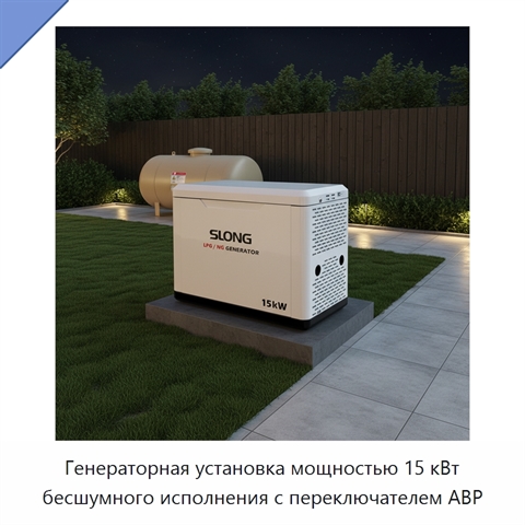 Генераторная установка мощностью 15 кВт бесшумного исполнения с переключателем АВР