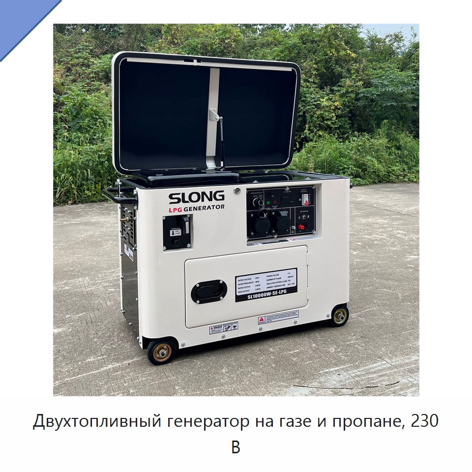 Двухтопливный генератор на газе и пропане, 230 В — Двигатели и запчасти для оборудования