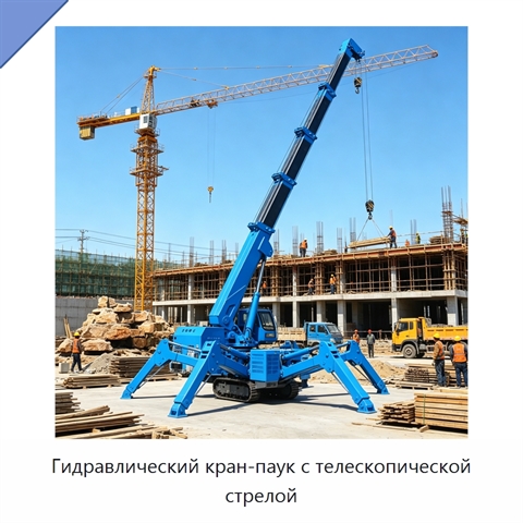 Гидравлический кран-паук с телескопической стрелой