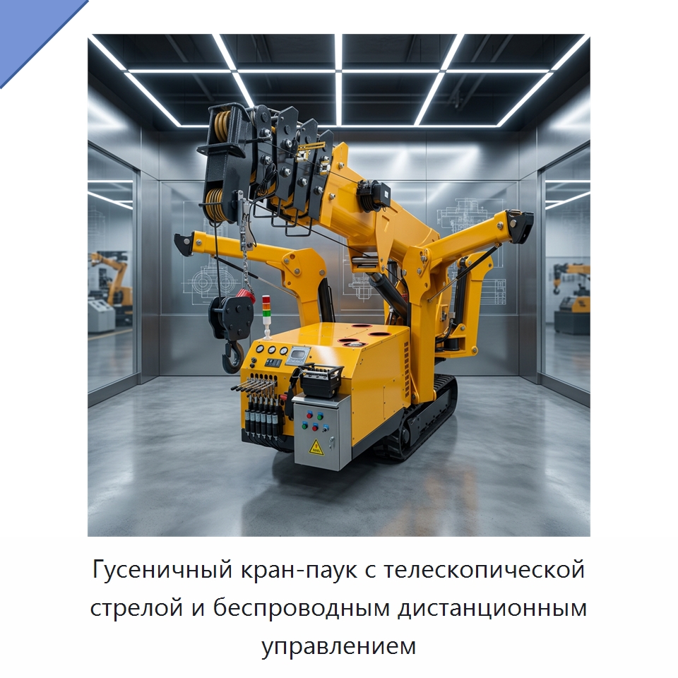 Гусеничный кран-паук с телескопической стрелой и беспроводным дистанционным управлением — Краны