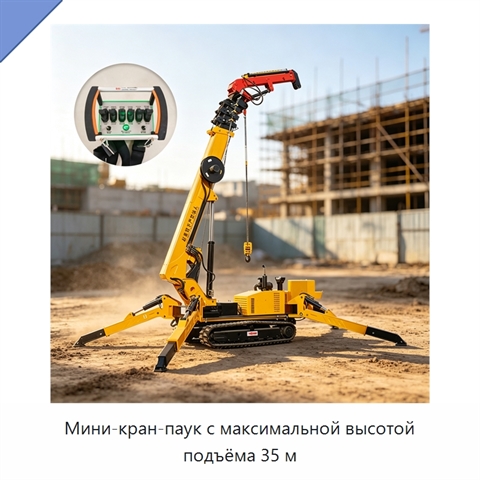 Мини-кран-паук с максимальной высотой подъёма 35 м