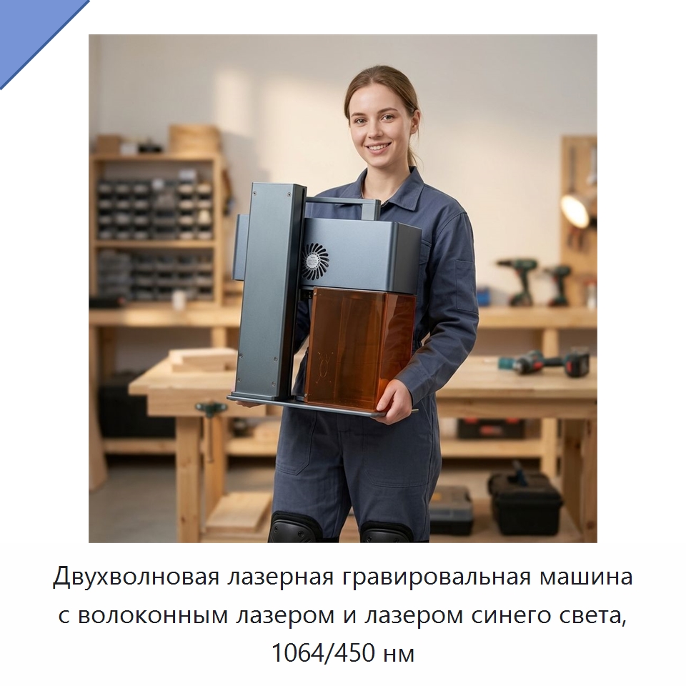 Двухволновая лазерная гравировальная машина с волоконным лазером и лазером синего света, 1064/450 нм — Лазерные маркировочные станки