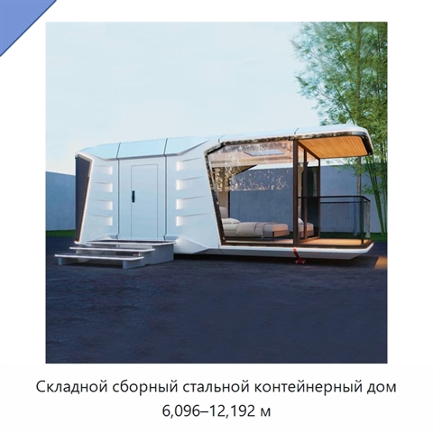 Складной сборный стальной контейнерный дом 6,096–12,192 м
