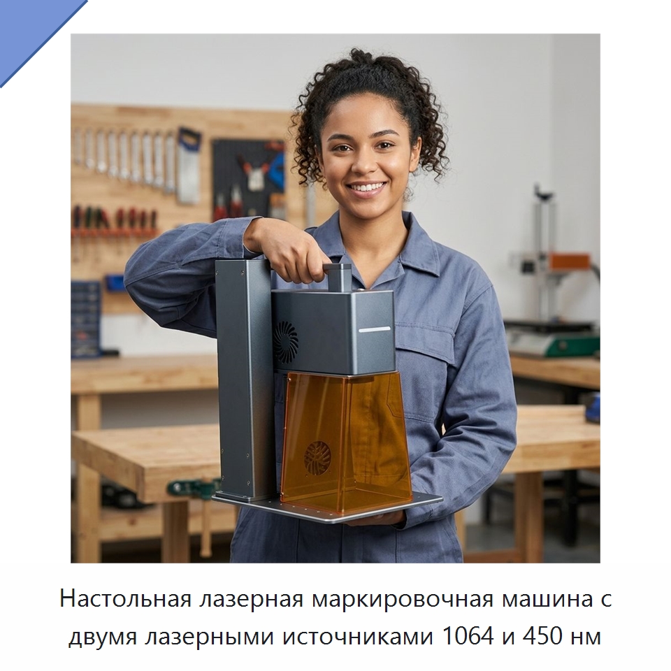 Настольная лазерная маркировочная машина с двумя лазерными источниками 1064 и 450 нм — Лазерные маркировочные станки