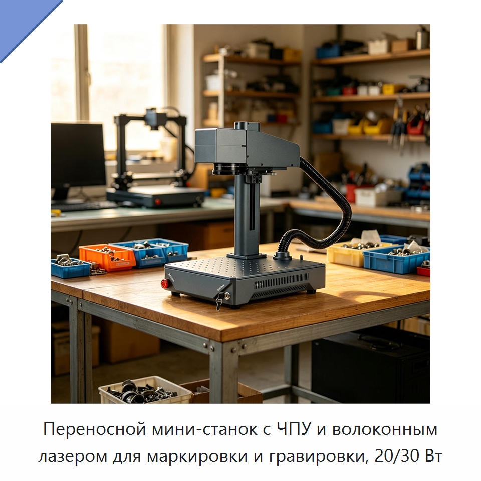 Переносной мини-станок с ЧПУ и волоконным лазером для маркировки и гравировки, 20/30 Вт — Лазерные маркировочные станки