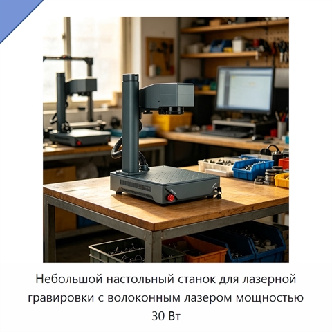 Небольшой настольный станок для лазерной гравировки с волоконным лазером мощностью 30 Вт