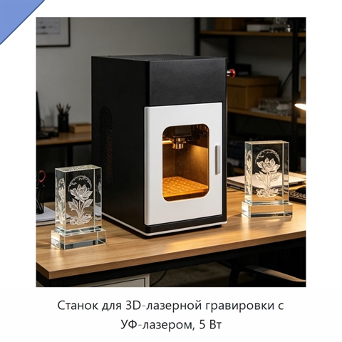 Станок для 3D-лазерной гравировки с УФ-лазером, 5 Вт
