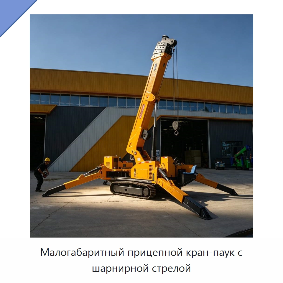 Малогабаритный прицепной кран-паук с шарнирной стрелой — Краны