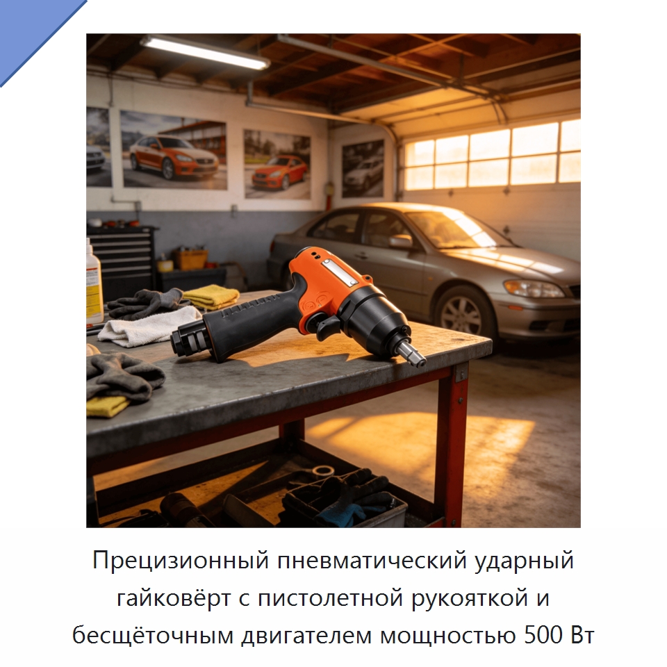 Прецизионный пневматический ударный гайковёрт с пистолетной рукояткой и бесщёточным двигателем мощностью 500 Вт — Гайковёрты
