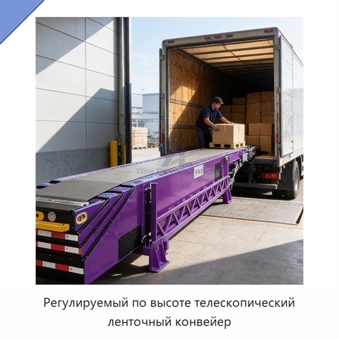 Регулируемый по высоте телескопический ленточный конвейер