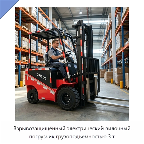 Взрывозащищённый электрический вилочный погрузчик грузоподъёмностью 3 т