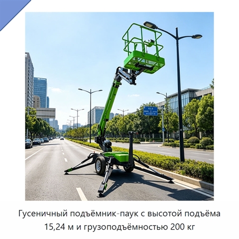Гусеничный подъёмник-паук с высотой подъёма 15,24 м и грузоподъёмностью 200 кг