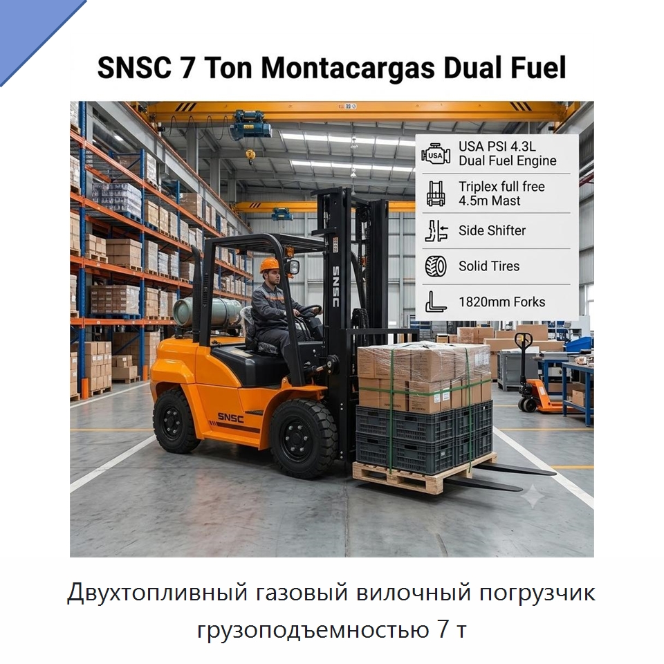 Двухтопливный газовый вилочный погрузчик грузоподъемностью 7 т — Вилочные погрузчики