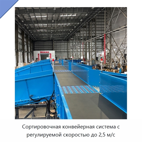 Сортировочная конвейерная система с регулируемой скоростью до 2,5 м/с