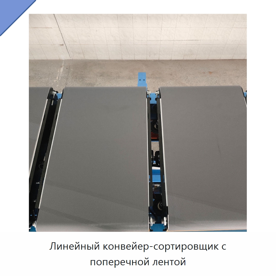 Линейный конвейер-сортировщик с поперечной лентой — Сортировочный конвейер