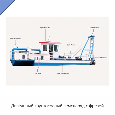 Дизельный грунтососный земснаряд с фрезой