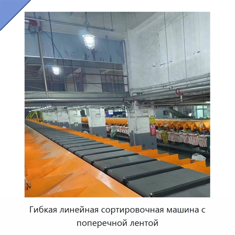 Гибкая линейная сортировочная машина с поперечной лентой