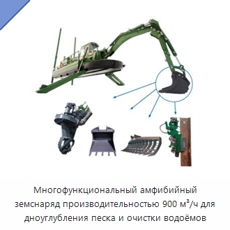Многофункциональный амфибийный земснаряд производительностью 900 м³/ч для дноуглубления песка и очистки водоёмов