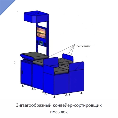 Зигзагообразный конвейер-сортировщик посылок