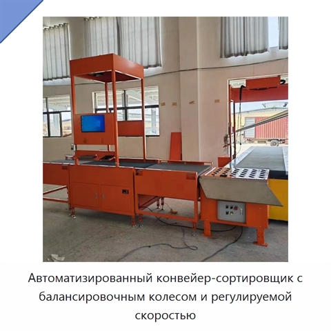 Автоматизированный конвейер-сортировщик с балансировочным колесом и регулируемой скоростью
