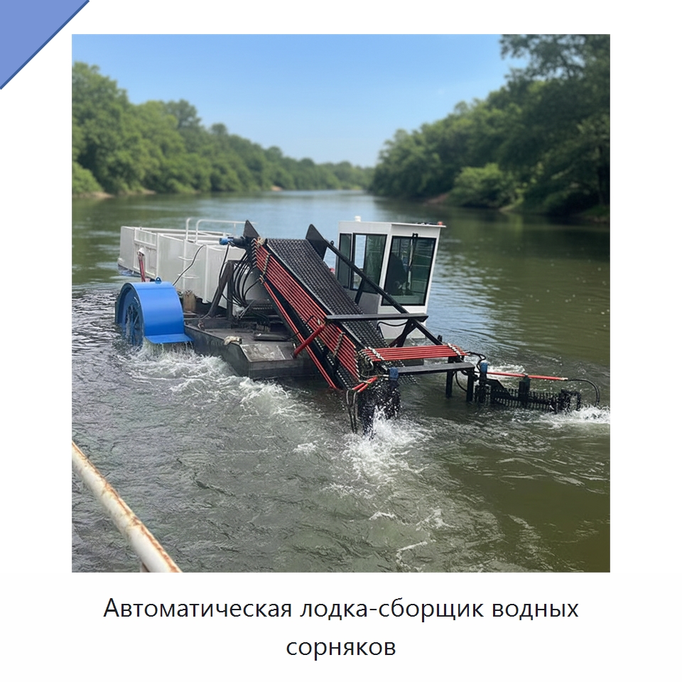 Автоматическая лодка-сборщик водных сорняков