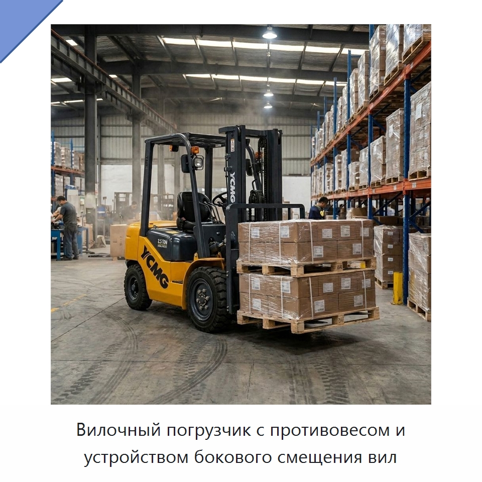 Вилочный погрузчик с противовесом и устройством бокового смещения вил — Вилочные погрузчики
