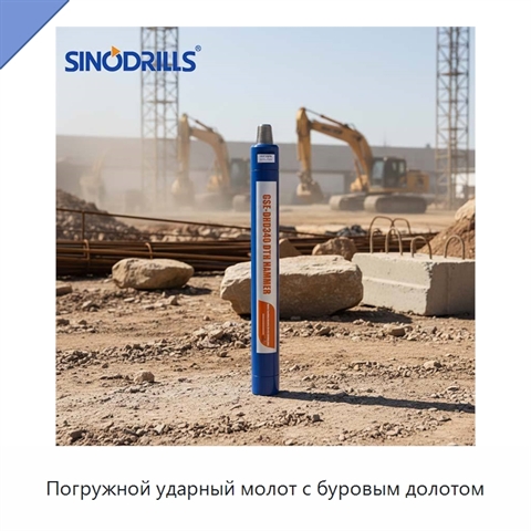 Погружной ударный молот с буровым долотом