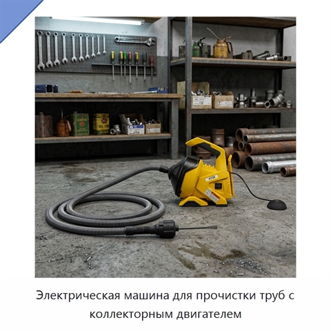 Электрическая машина для прочистки труб с коллекторным двигателем
